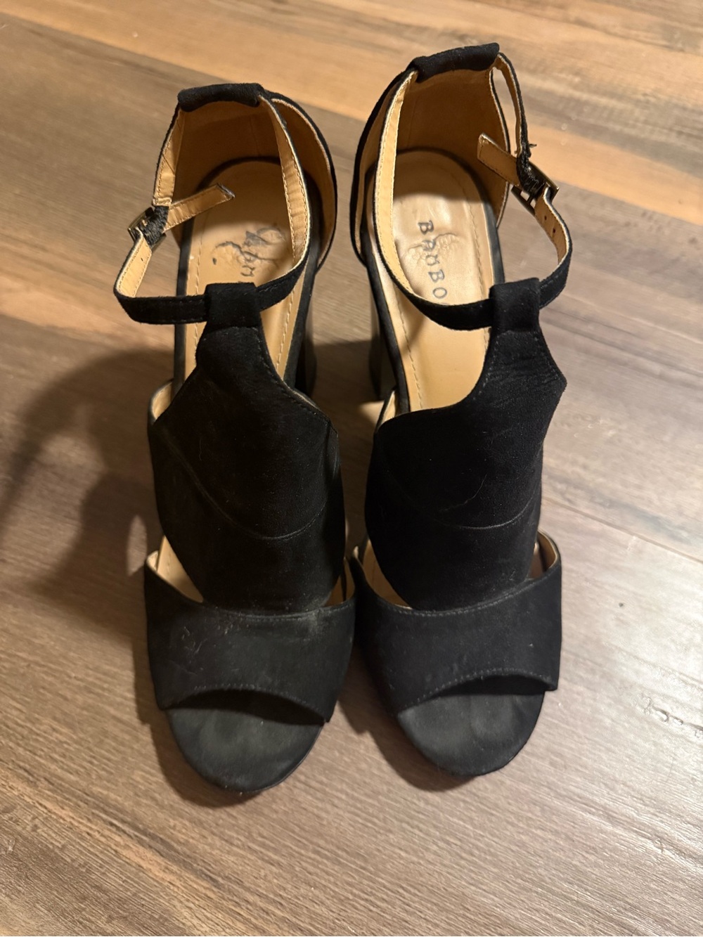 Black Block Heel Sandals | Size 10